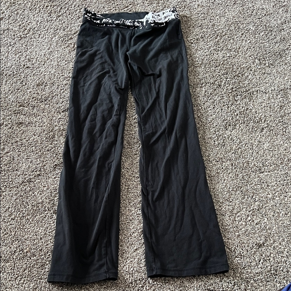 PINK Victoria's Secret Black Pants with Graphic Waistband